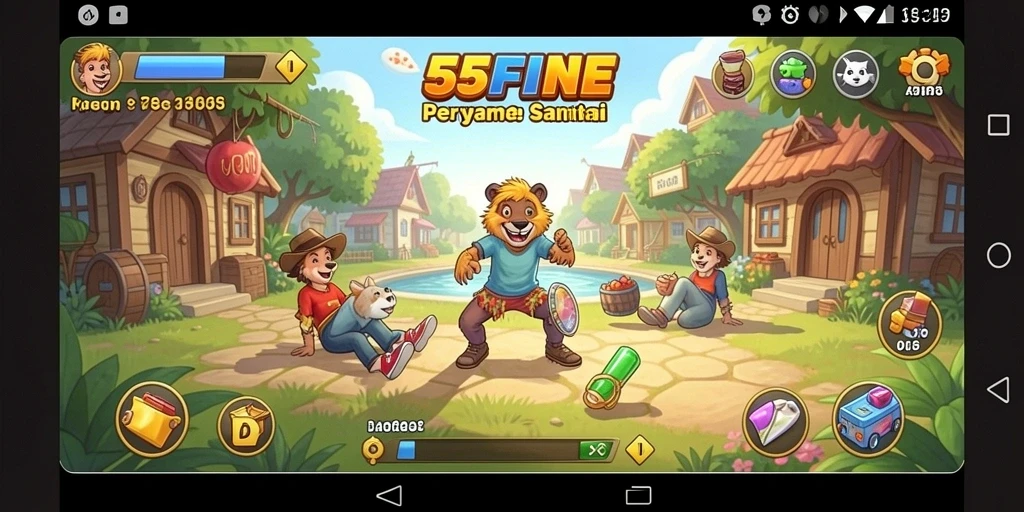Tangkapan layar gameplay 55FIVE yang penuh warna dan menarik.