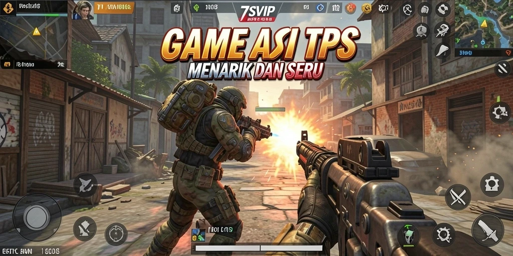 Gameplay seru 7SVIP dengan aksi tembak-tembakan.