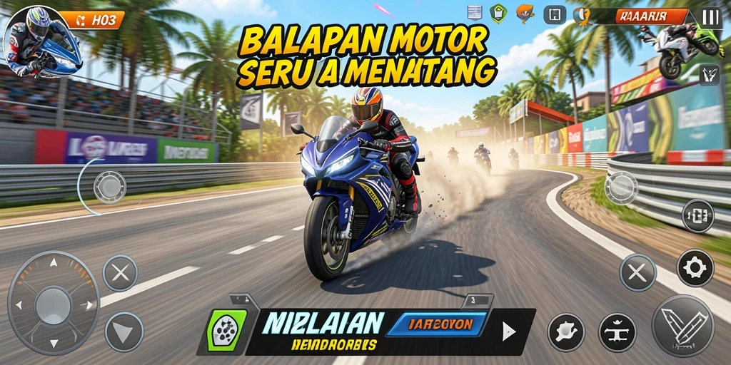Tampilan awal gameplay H03 yang menegangkan di trek balapan.