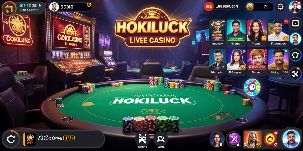 Screenshot gameplay HOKILUCK menunjukkan suasana kasino nyata yang mengasyikkan.