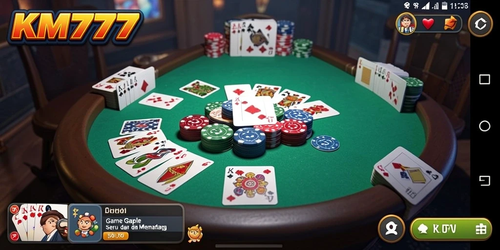 Tampilan gameplay Gaple yang seru dan menyenangkan di KM777.