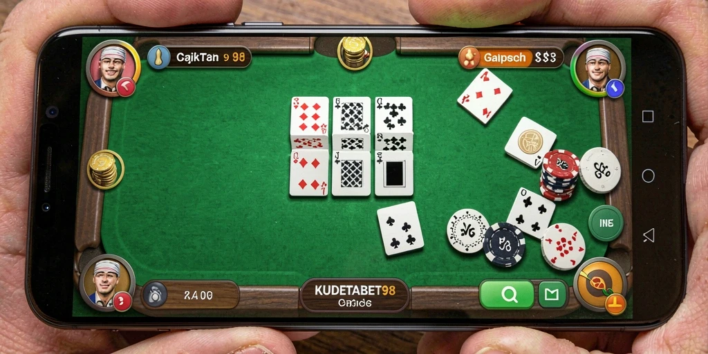 Tampilan menarik dari gameplay Gaple di KUDETABET98.