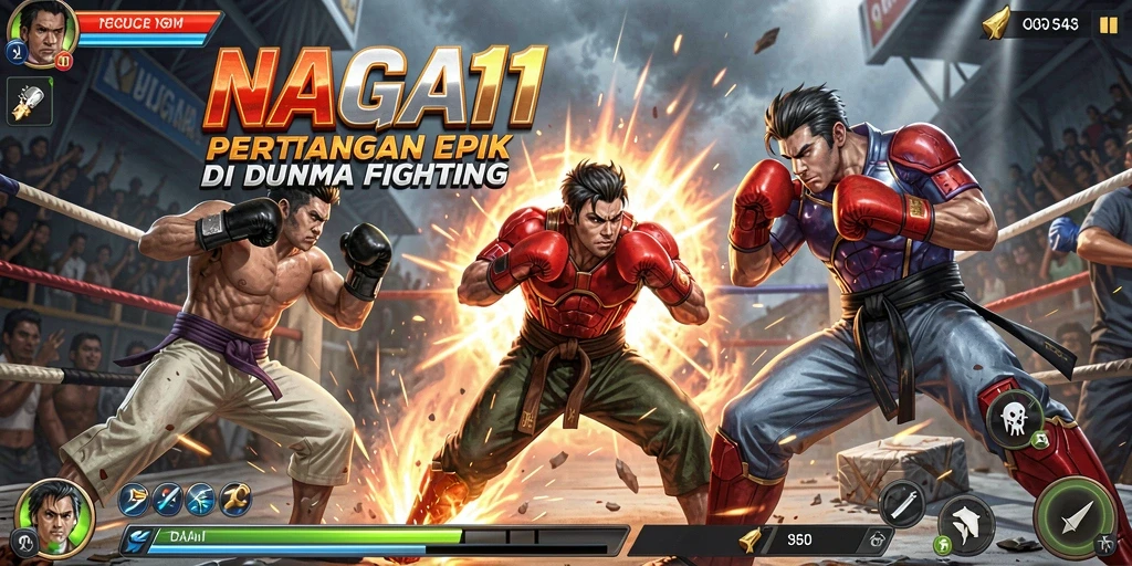 Tangkapan layar menampilkan aksi bertarung intens NAGA11.