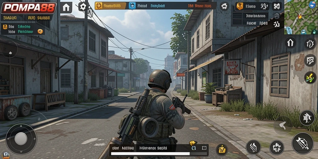Screenshot utama POMPA88 menampilkan gameplay simulasi yang realistis dan menarik.
