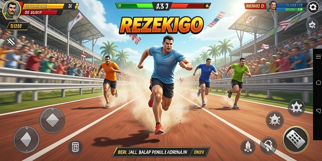 Gameplay balapan REZEKIGO yang penuh aksi dan seru.