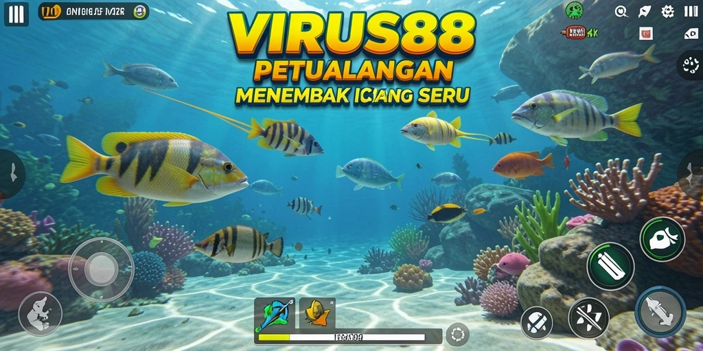 Tampilan gameplay menembak ikan yang seru dan interaktif.
